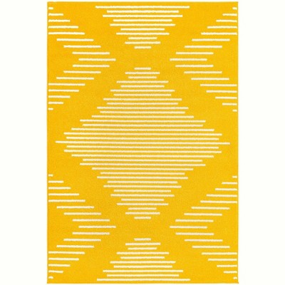 Kai Yellow Rectangular 4' x 6' Synthetic Area Rug