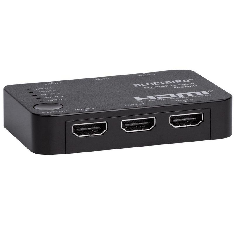 Monoprice Blackbird 4K 5x1 HDMI 2.0 Switch, HDR, HDR10, 18G, HDCP 2.2, Dolby Vision, 4K@60Hz, Hybrid Log-Gamma, 5 Inputs 1 Output, With IR Controler, 1 of 7