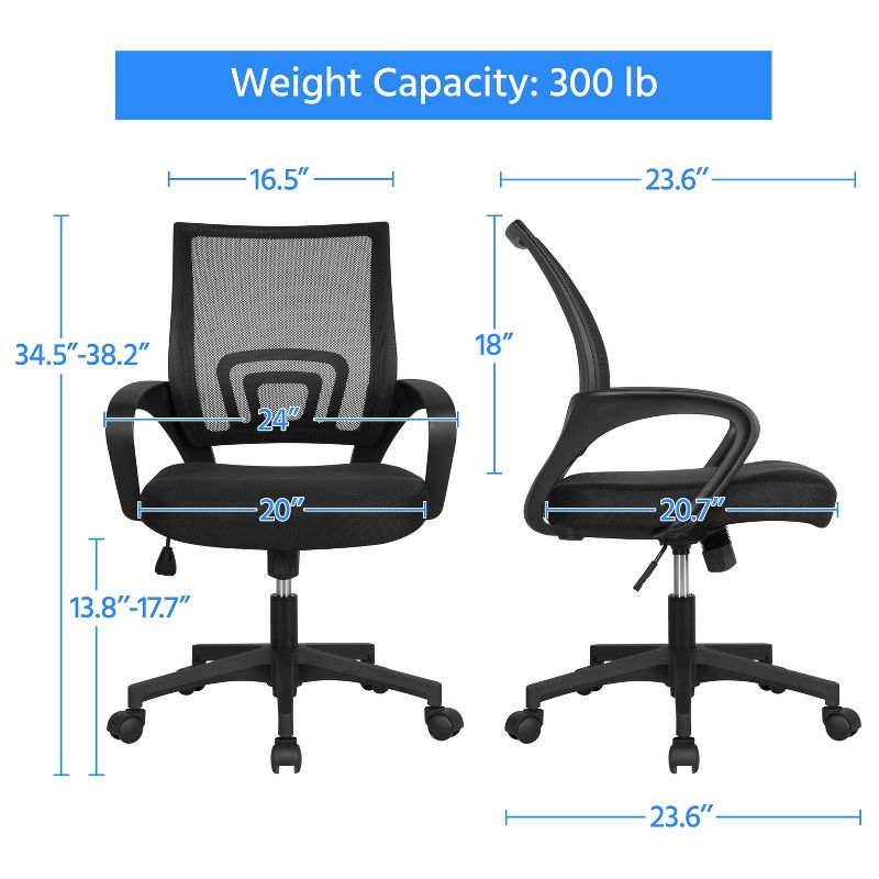 Yaheetech Adjustable Ergonomic Computer Chair Office Chair, 4 of 19