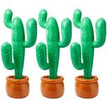 Blue Panda 3 Pack Inflatable Cactus for Mexican Fiesta Party Decorations, Cinco de Mayo Supplies, 35 In
