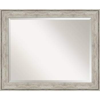 33" x 27" Crackled Metallic Framed Wall Mirror Silver - Amanti Art