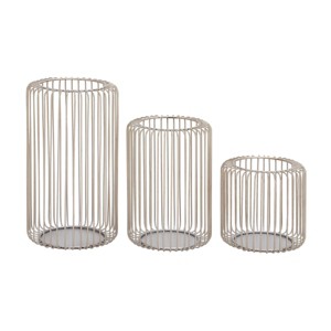 Set of 3 Iron Candle Holders Silver - Olivia & May - 1 of 4