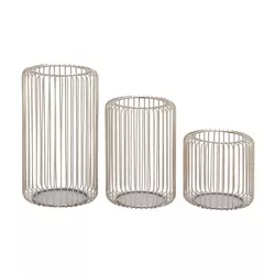 Set of 3 Iron Candle Holders Silver - Olivia & May