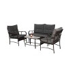 4 Piece Outdoor Patio Furniture Sets, Wicker Conversation Set for Porch Deck, Rattan Sofa Chair with Cushion - 4 of 4