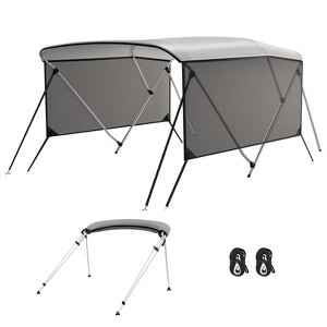 3/4 Bow Bimini Tops with Mesh Sidewalls, Boat Canopy with Support Poles, Marine Grade Pu Coating Canvas, 2 Straps, 2 Rear Support Poles, Zippered Boot - 1 of 4
