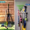 Broom and Mop Holder Rack - Garage Storage System - Garden Tool Organizer with 5 Slots, 6 Hooks, 7.5lbs Capacity per Slot Off-White - Homeitusa