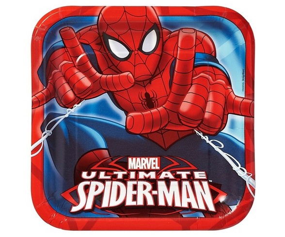 Spider-Man Square Disposable Plates - 8ct