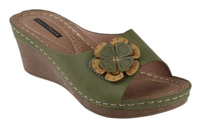 GC Shoes Naples Flower Comfort Slide Wedge Sandals