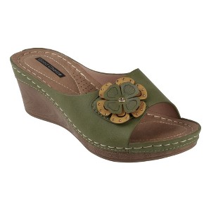 GC Shoes Naples Flower Comfort Slide Wedge Sandals - 1 of 4