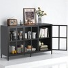 Heavy Duty Metal Sideboard Buffet Cabinet with Tempered Glass Doors, Adjustable Feet, Steel Storage Cabinet for Kitchen, Dining Room, or Living Room - 3 of 4