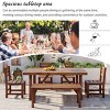 6-Piece Outdoor Dining Set, Dining Set with Dining Table and Armless Chairs and Bench, Dining Chairs with Acacia Wood Frame–Cuddlewood - 3 of 4