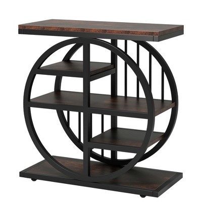 Resenkos Sofa Side End Table, End Table, Couch Table,5-tier End Table, Side Table Accent Table With 5 Shelves,Brown & Black