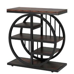 Resenkos Sofa Side End Table, End Table, Couch Table,5-tier End Table, Side Table Accent Table With 5 Shelves,Brown & Black - 1 of 4