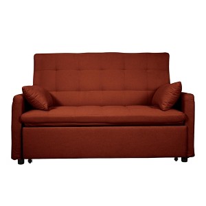 Modern 61" Large-Size Fabric Sofa Bed with Adjustable Backrest, Storage Pockets, Reinforced Iron Frame, Ideal for Bedroom, Apartment, Dorm - 1 of 4