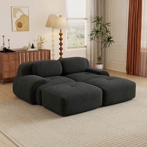 AENKYO 4 Seats with 2 Ottomans Modular Corduroy Sectional Sofa, Easy Assembly Required & Ergonomic Support Non-Slip Base Design - 1 of 4