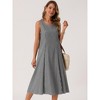 INSPIRE CHIC Women's Summer Plaid Sleeveless Square Neck Babydoll Casual with Pockets Midi Dress - 2 of 4