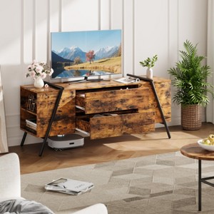 TV Stand for 55 60 Inch TV, Entertainment Center with Adjustable Shelf, 2 Drawers, Metal Feet, Mid Century Vintage Media Console Table - 1 of 4
