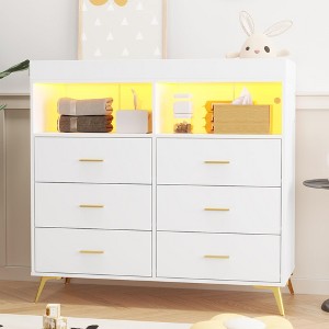 Dresser for Bedroom with 6 Drawers, Baby Changing Table Dresser with Changing Pad - 1 of 4
