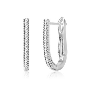 Guili Teens "U" Small Hoop Earrings with a Stylish Design, Available in White and Gold, Perfect for Everyday Wear and Modern Jewelry Collections - 1 of 2