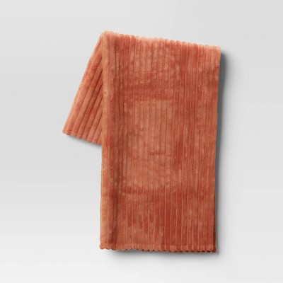 Channeled Plush Throw Blanket Terracotta - Room Essentials™: Soft, Midweight, Machine Washable, 50x60"