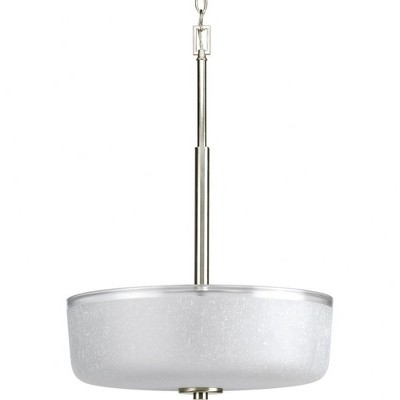 Progress Lighting Alexa Collection 3-Light Foyer Pendant, Brushed Nickel, White Linen Glass Shade