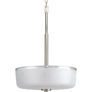 Progress Lighting Alexa Collection 3-Light Foyer Pendant, Brushed Nickel, White Linen Glass Shade - 1 of 2