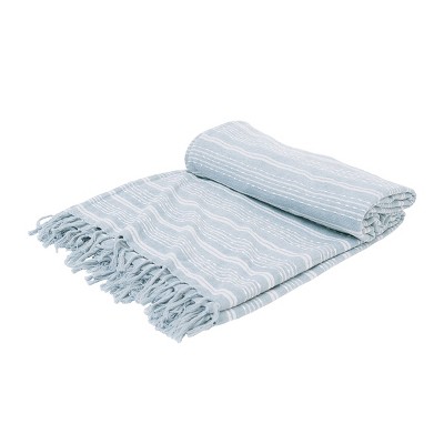 EY Essentials Chenille Stripe Fog 80" x 96" Bed Throw