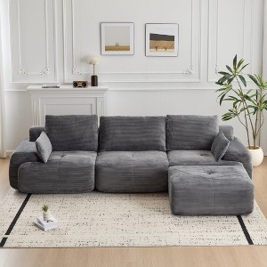 VASIP Modern 2-Seater Modular Cloud Sofa,Memory Foam Sectional Sofa  Corduroy Fabric Deep Loveseat, No Assembly Required ,for Living Room,Beige - 1 of 4