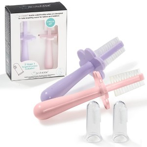 Grabease Baby & Toddler Silicone Double Sided Toothbrush, BPA-Free & Phthalate-Free - 2 Pack - 1 of 4