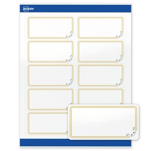 Avery 2" x 4" Labels, Gold Double Border with Florals, 100 ct - 1 of 4