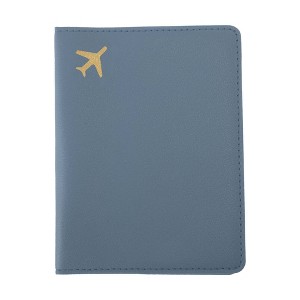 Unique Bargains Gold-stamped Airplane Pattern Passport Holder 1 Pc - 1 of 4