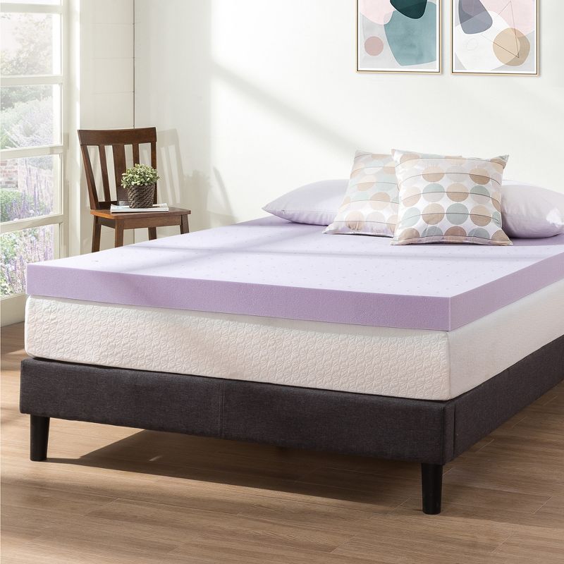 Mellow Ventilated Memory Foam Lavender Infusion 4" Mattress Topper, 3 of 8