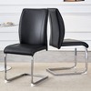 Akoasm Modern Upholstered High Toughness PU Arch Dining Chair Study Chair With Arched Metal Silver Leg Set of 2 For Hotel Living Room & Bedroom-Black - 3 of 4