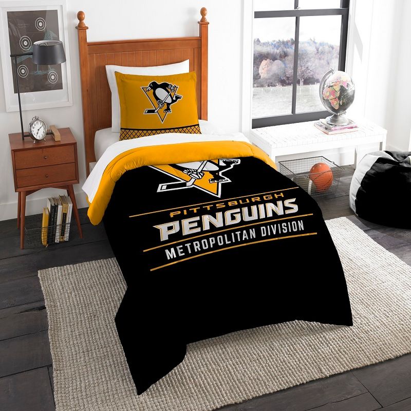 NHL Pittsburgh Penguins Northwest Draft Twin Comforter Set, 1 of 5