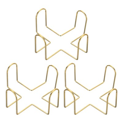 Unique Bargains Glossy Gold Stain-resistant Scratch-proof Metal Coaster Holder 3 Pcs