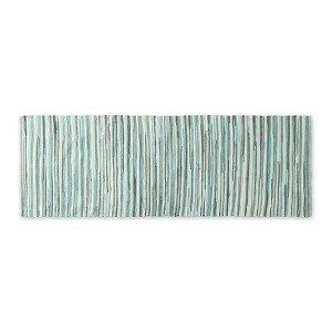 Design Imports Aqua Slim Stripe Cotton Chindi Rug 2Ft 3Inx6Ft - 1 of 4