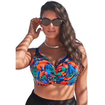 Swimsuits For All Women's Plus Size Crochet Bra Sized Underwire Bikini Top  - 44 Dd, Black : Target