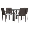 vidaXL Patio Dining Set Table and Chair with Cushions Poly Rattan and Steel - Brown 31.5" Table Length 4 Items - 3 of 4