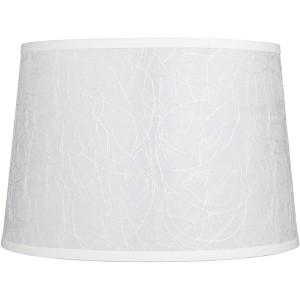 Springcrest 13" Top x 15" Bottom x 10" High Lamp Shade Replacement Medium White Ivory Tapered Drum Modern Fibril Abstract Pattern Spider Harp Finial - 1 of 4