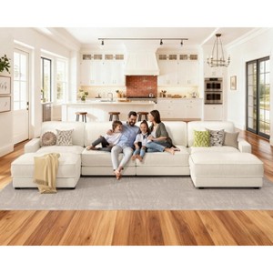 Dyonery Oversized 160" Modular Sectional Sofa, Comfy 6-Seat U-Shaped Cloud Couch Set with 2 Pillows & 2 Movable Ottomans, Chenille - 1 of 4