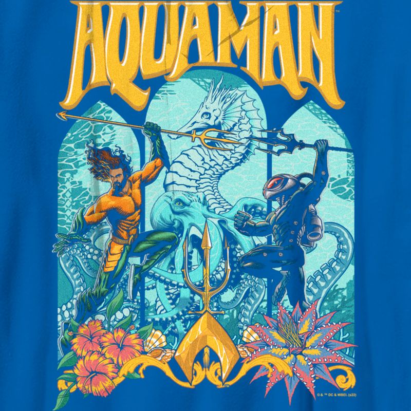 Boy's Aquaman and the Lost Kingdom Retro Window Poster T-Shirt, 2 of 6