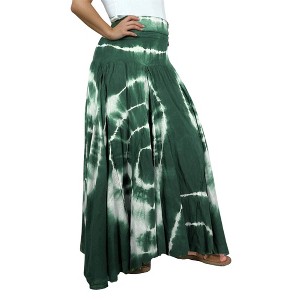 Agan Traders Women's Boho Summer Tie-dye High Waistband A Line Flared Maxi Skirt - 1 of 4