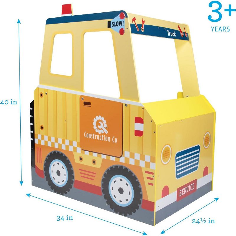 Svan Construction Truck Wooden Playset w 60+ Toy Pieces- Pretend Hammer Saw Bolts & Screws- Spinning Turn Saw, Steering Wheel & Wood to Saw Apart, 2 of 4