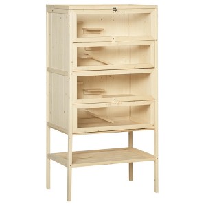 PawHut 5-Tier Wooden Hamster Cage Mice Habitat Rat Habitat with Openable Top, Front Door and Storage Shelf - 1 of 4