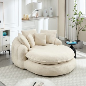 Chenille Bean Bag Sofa with Memory Foam Filling, Fluffy Bean Bag Sofa for Living Room or Bedroom, Oversized Upholstered Bean Bag Sofa-Koiai - 1 of 4