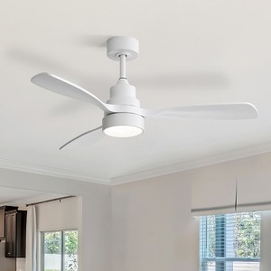 Sofucor Low Profile Ceiling Fan With Lights Remote Control 48'' Modern Wood Blade Ceiling Fan For Bedroom Living Room Indoor Outdoor Farmhouse Patio - 1 of 4
