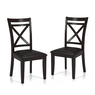 Set of 2 Arga Padded Seat Dining Side Chairs Dark Brown - HOMES: Inside + Out