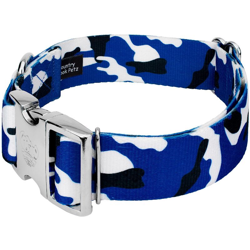 Country Brook Petz 1 1/2 Inch Premium Royal Blue and White Camo Dog Collar, 2 of 5