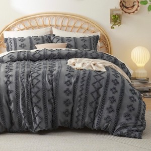 3 Pieces Boho Duvet Cover Set for All Seasons Soft Shabby Chic Embroidery Boho Bedding - 1 of 4