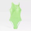 Texutured Swimsuits for Women Full Coverage Bathing Suit Summer One Piece Swimsuit Cheeky Swimming Suits Open Back Swimsuits - 3 of 3